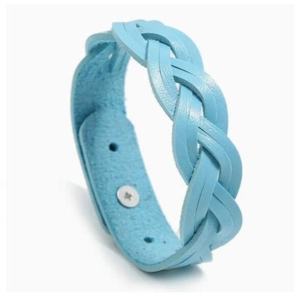 Color Glee Jewelry - Rory Elyse Braided Candy Color Woven Leather Bracelet Blue Gift Packaged